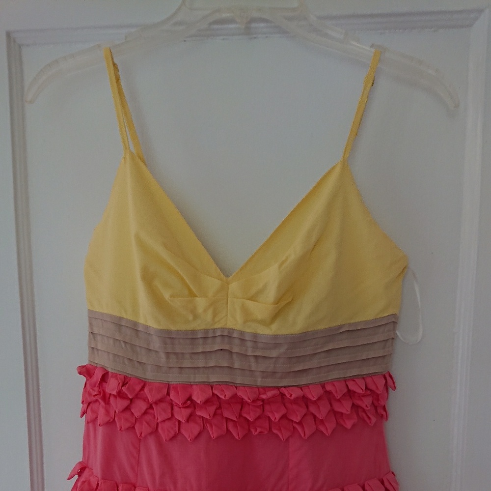 Spaghetti strap w/ yellow bust & light pink bottom